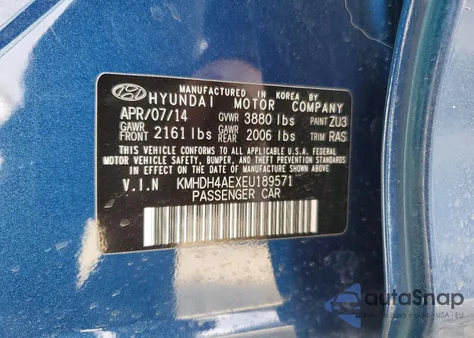 2014 Hyundai Elantra Se из США, поврежденный, VIN KMHDH4AEXEU189571